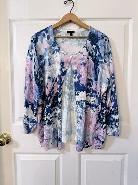 NWT Talbots Blue & Purple Cardigan Sweater XL
